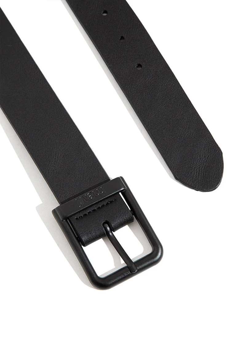مافي Black Faux Leather Belt